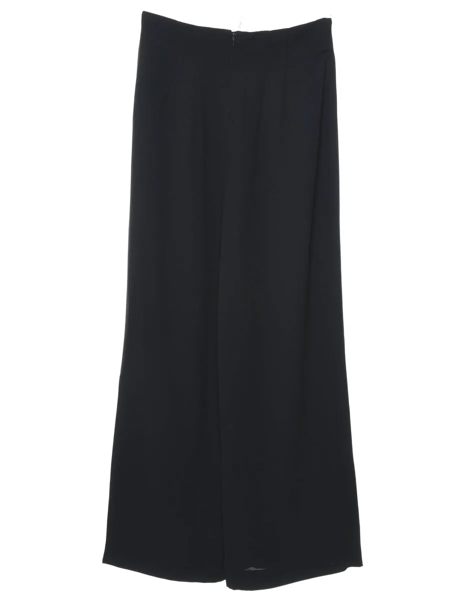 Black High Waist Wide Leg Trousers - W30 L30