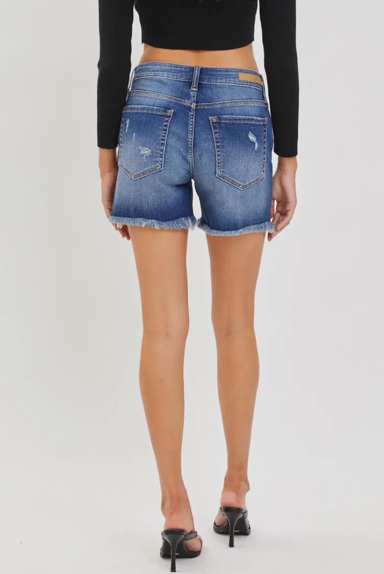 Boyfriend Frayed Hem Jean Shorts