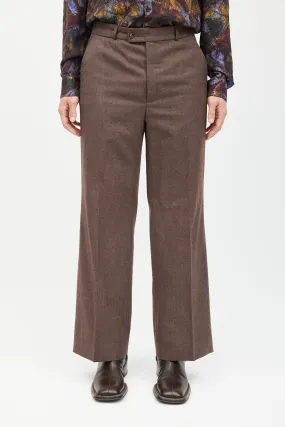 Brown Wool Wide Leg Trouser