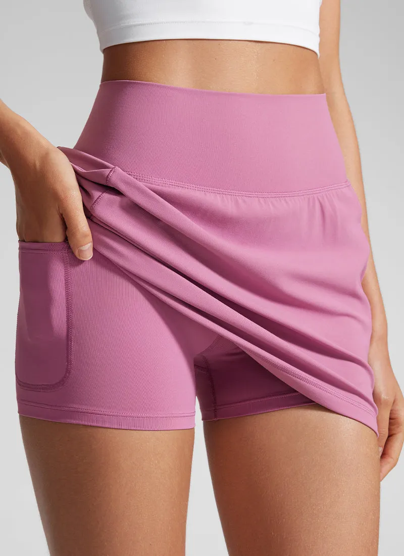 Butterlift High Waisted  A Line Golf Skirts with Side Pockets 15''