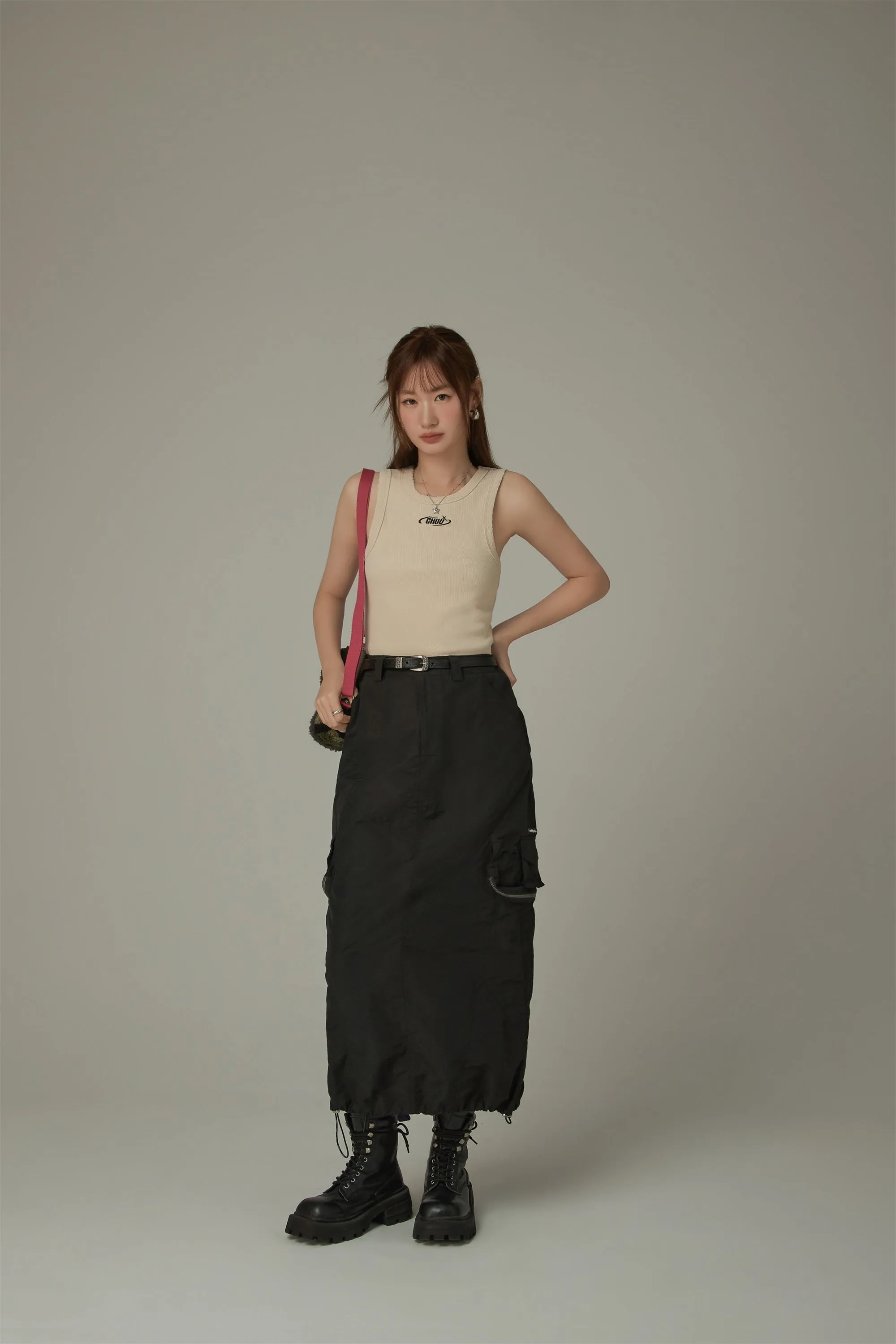 Cargo Pockets Maxi Skirt
