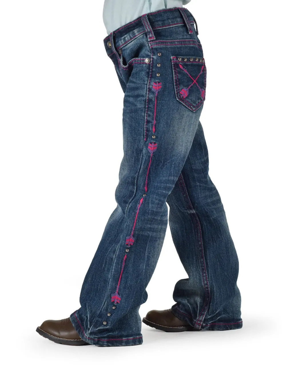 Cowgirl Tuff Girls Pink Arrows Mid Rise Bootcut Jean - Pink Arrows