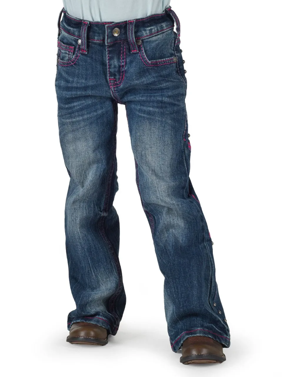 Cowgirl Tuff Girls Pink Arrows Mid Rise Bootcut Jean - Pink Arrows