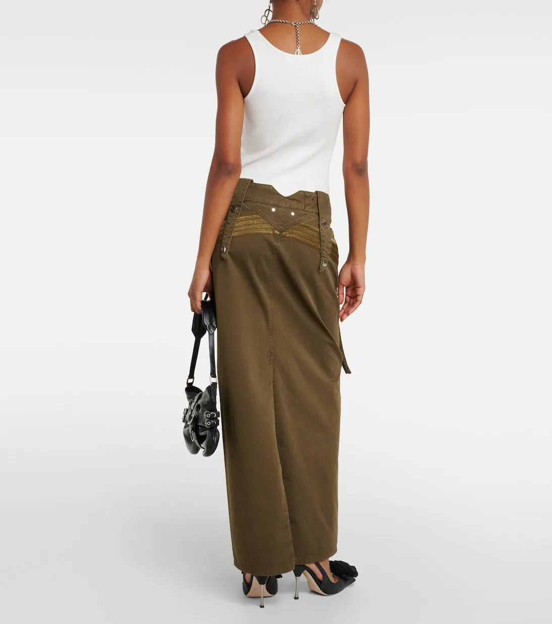 Denim maxi cargo skirt Blumarine, brown
