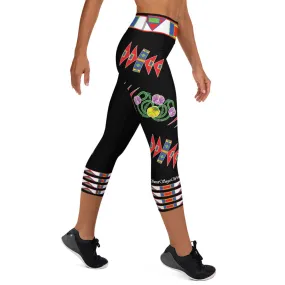 Gratitude Black Yoga Capri Leggings