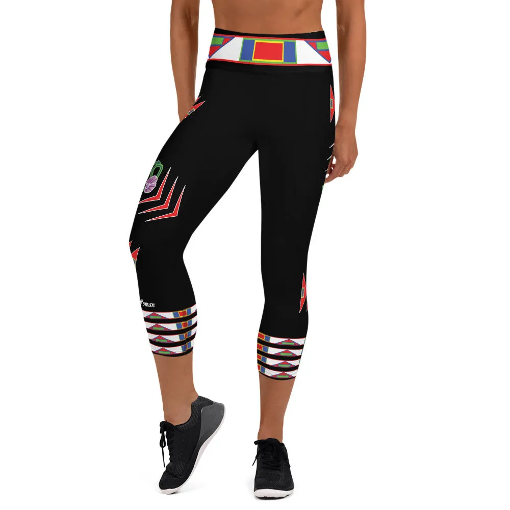 Gratitude Black Yoga Capri Leggings