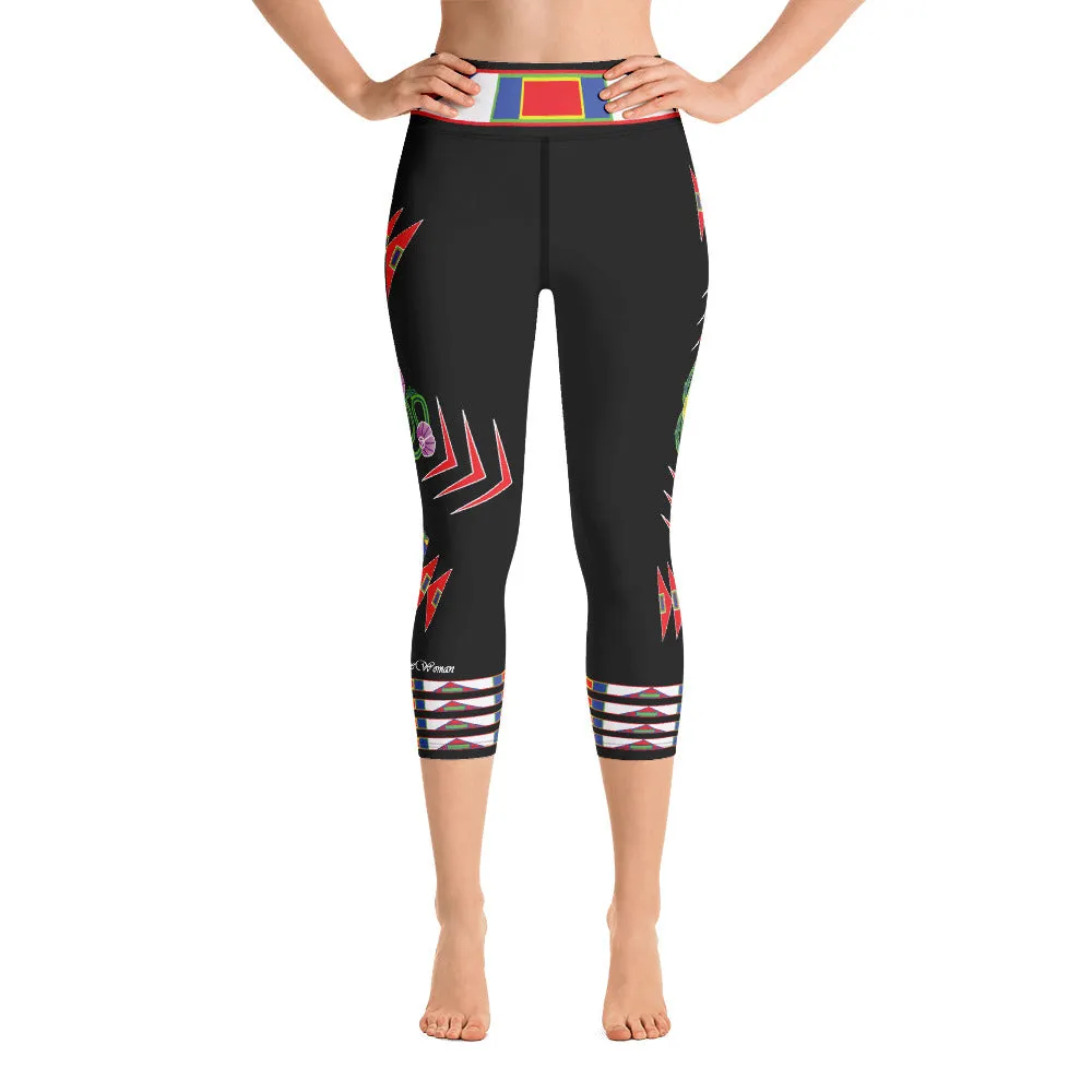 Gratitude Black Yoga Capri Leggings