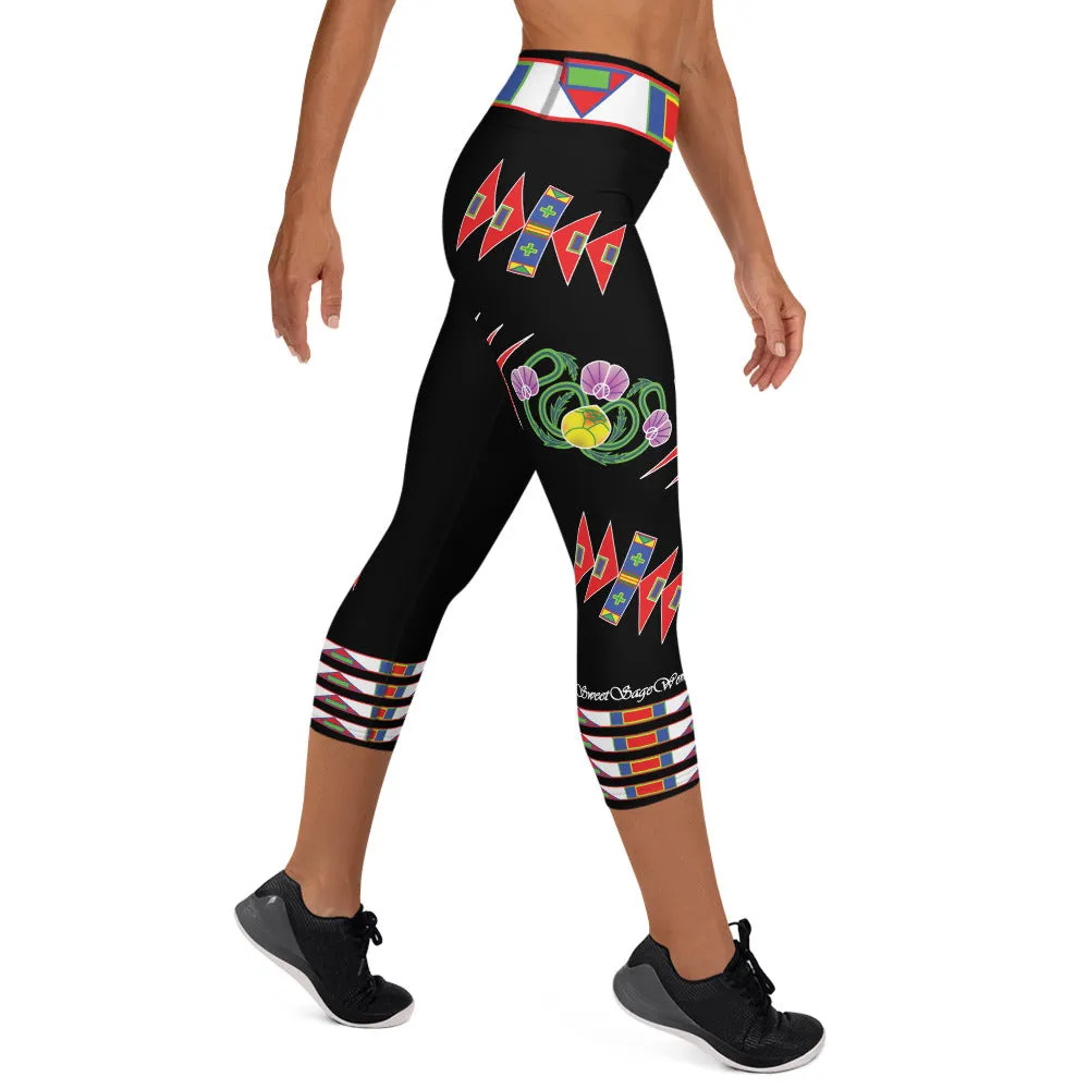 Gratitude Black Yoga Capri Leggings