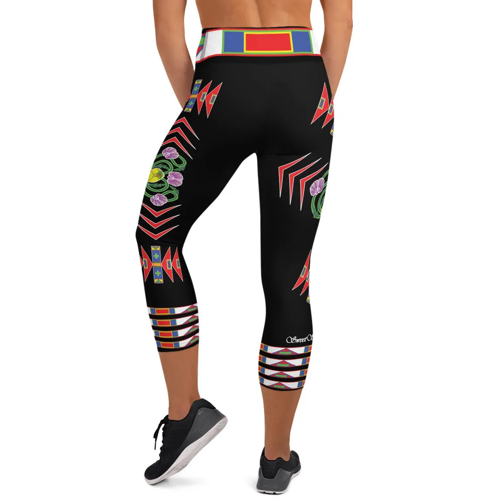 Gratitude Black Yoga Capri Leggings