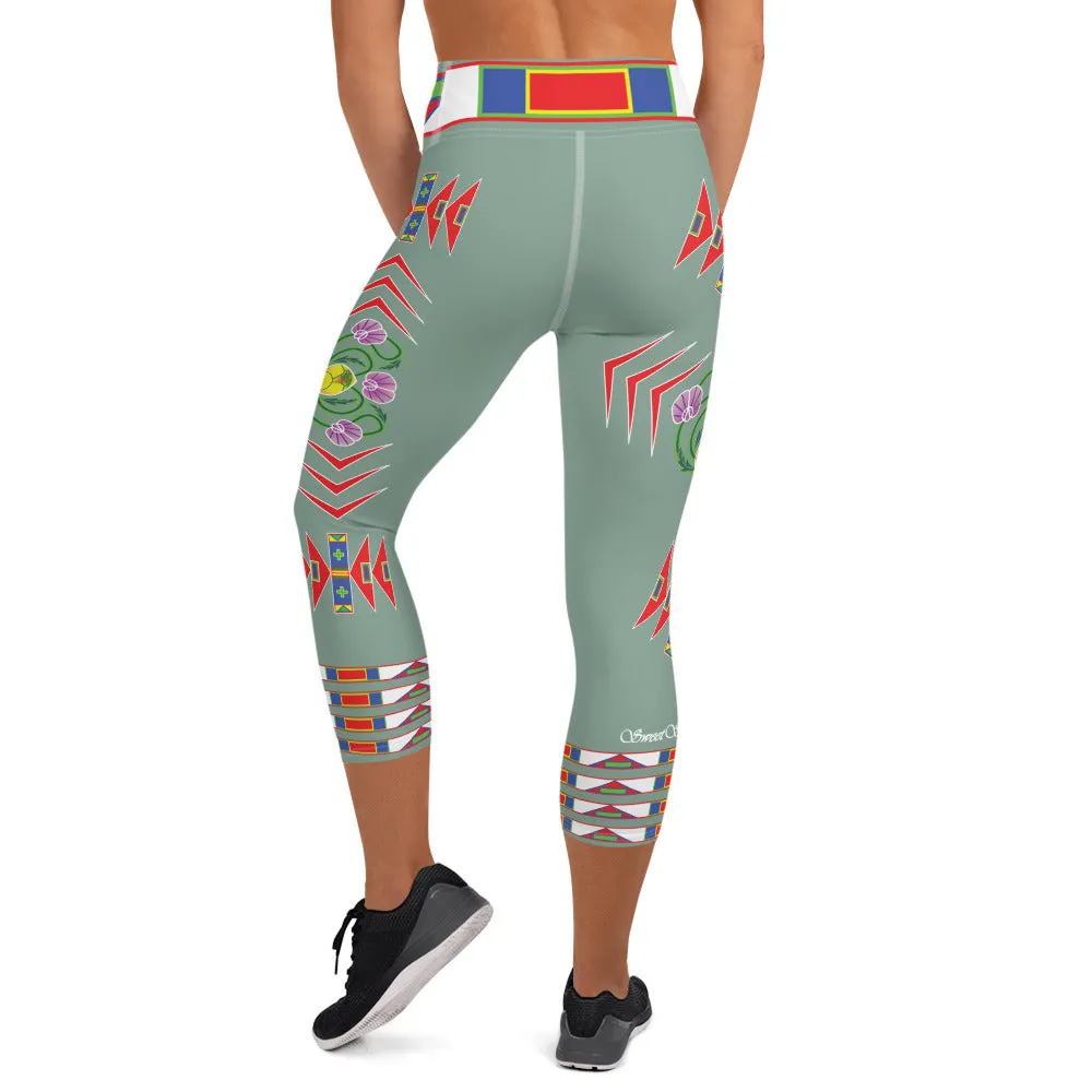 Gratitude Moss Yoga Capri Leggings