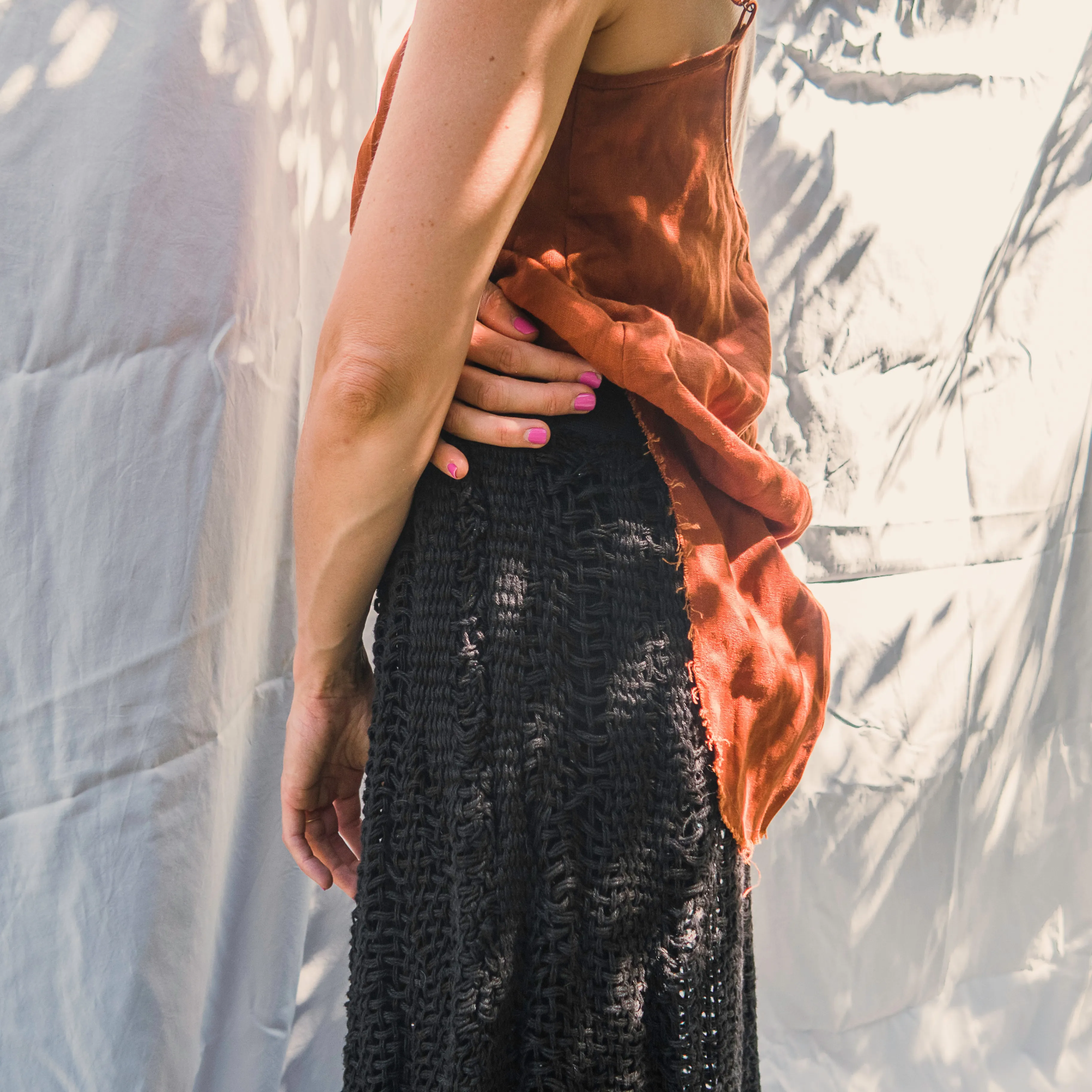 Hand loom Maxi skirt (Linen) Ecru