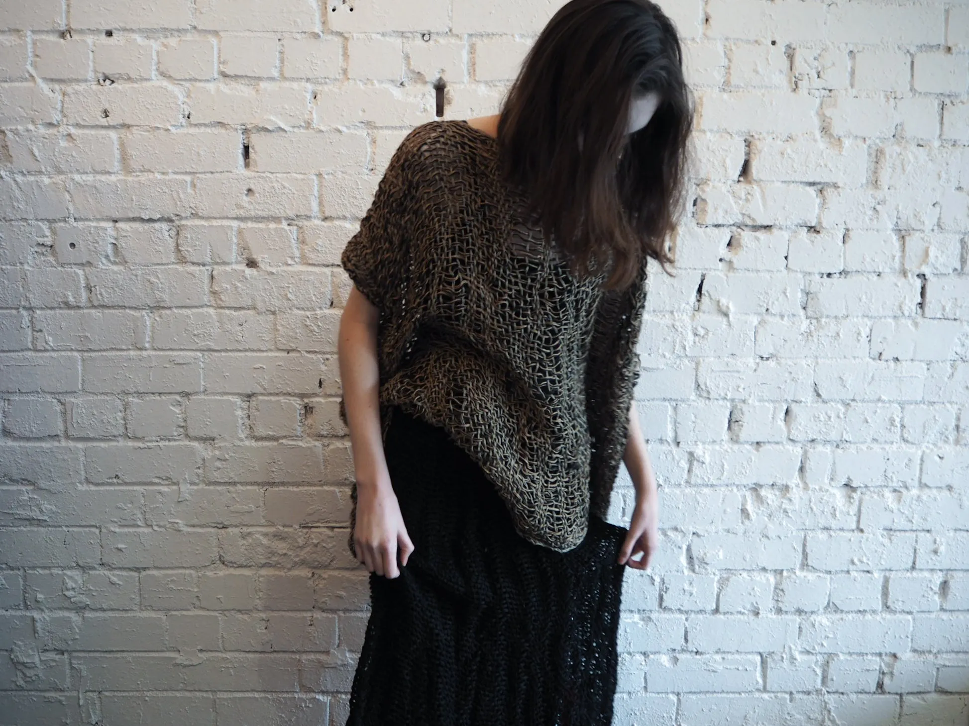 Hand loom Maxi skirt (Linen) Ecru