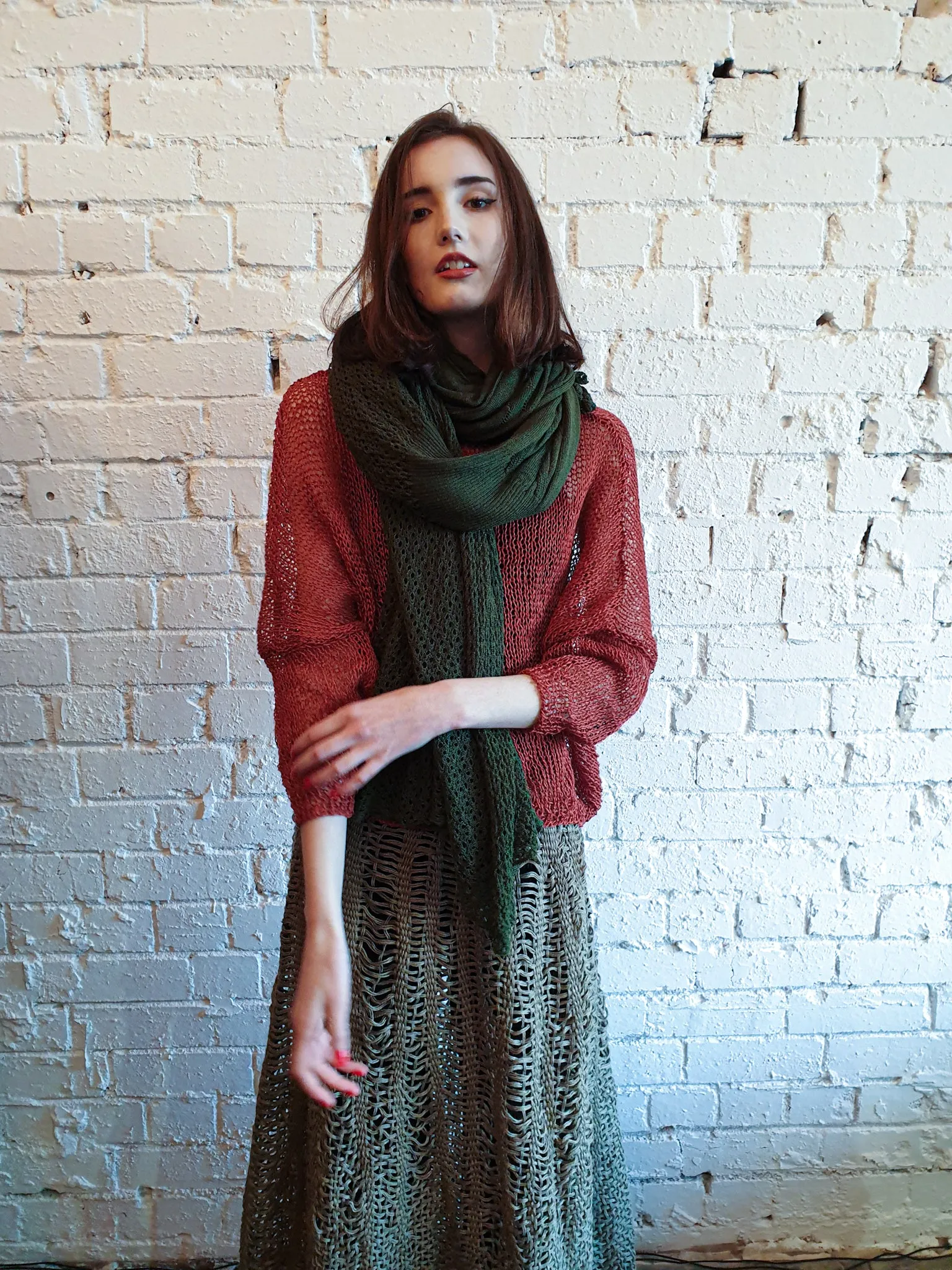 Hand loom Maxi skirt (Linen) Ecru