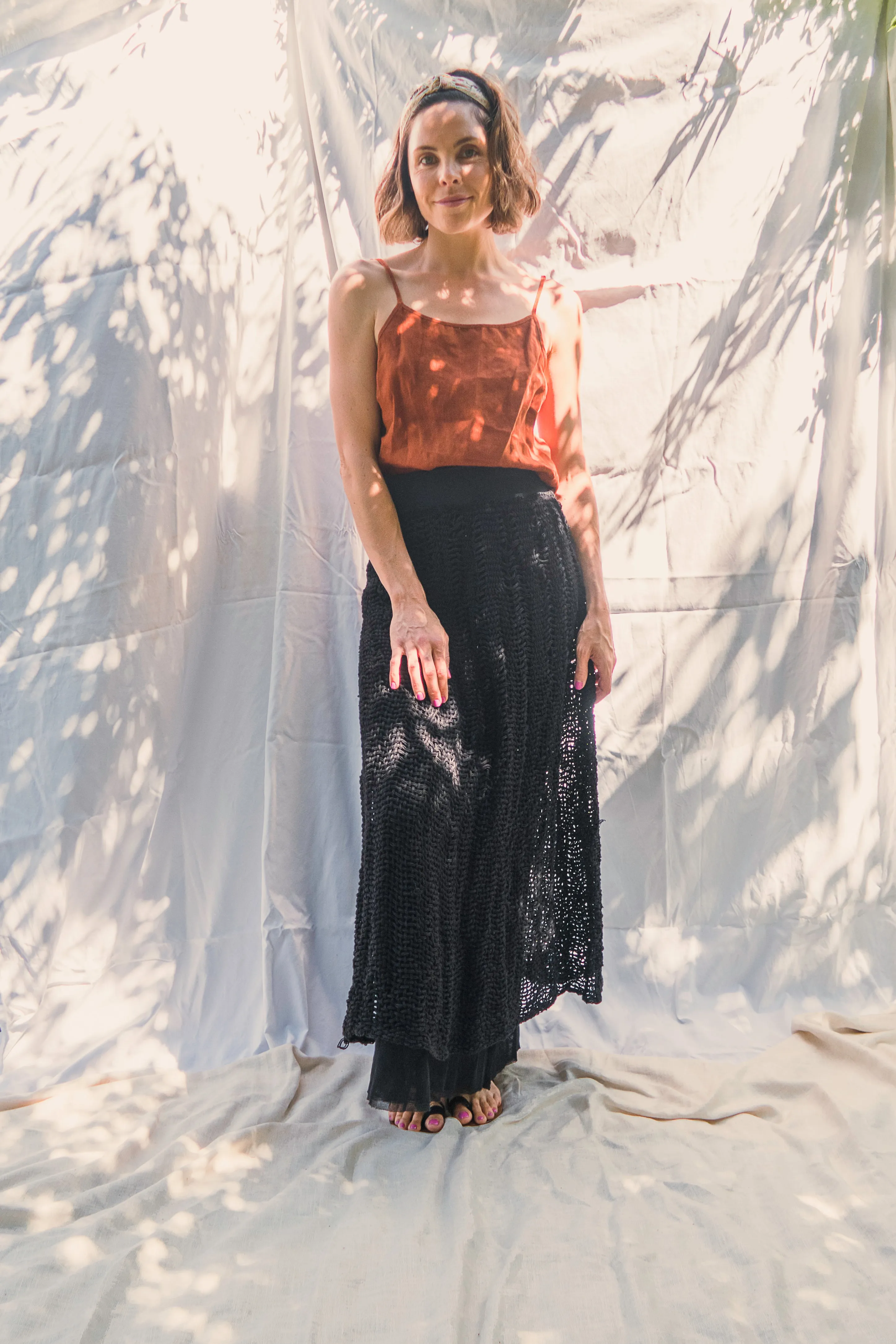 Hand loom Maxi skirt (Linen) Ecru