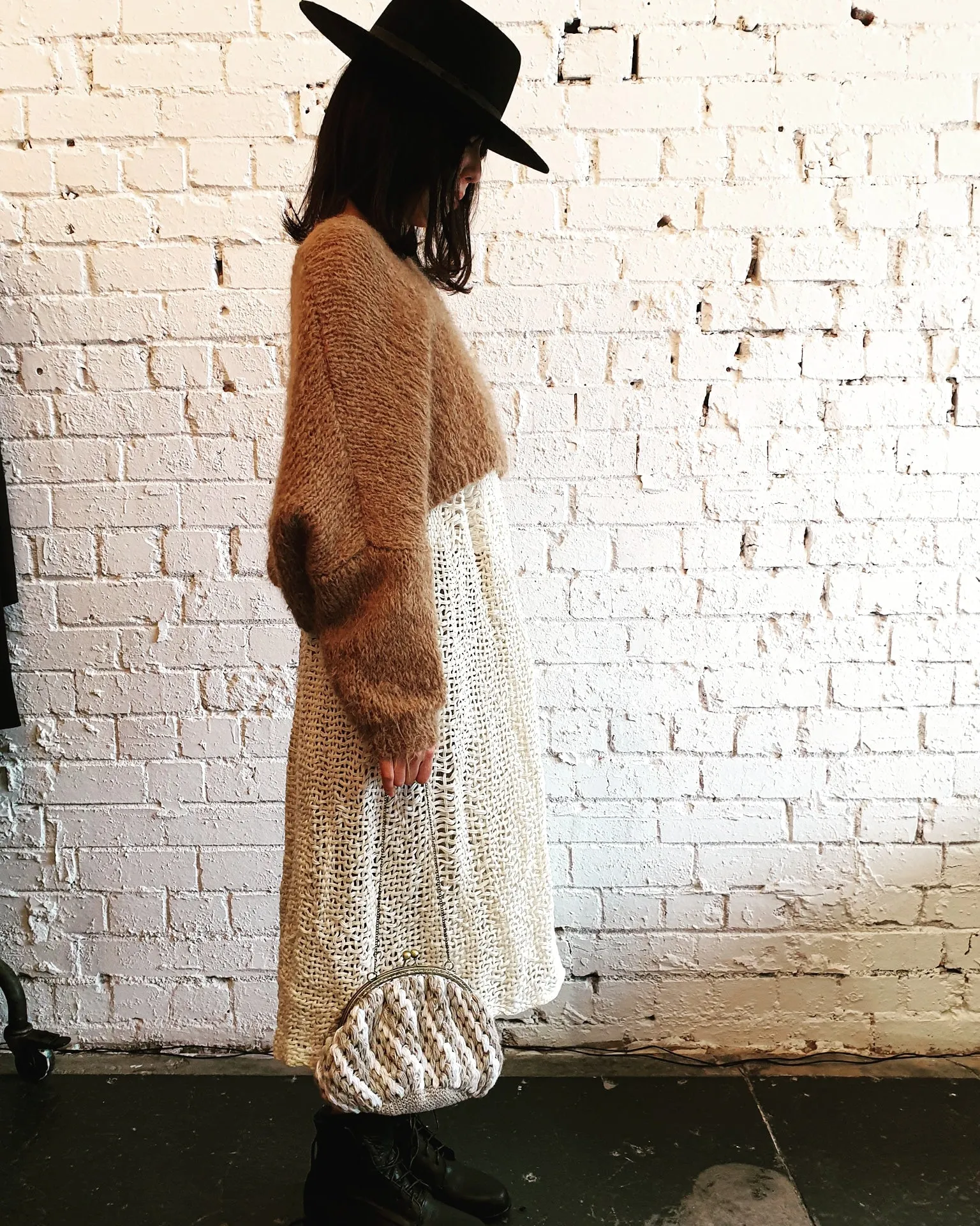 Hand loom Maxi skirt (Linen) Ecru