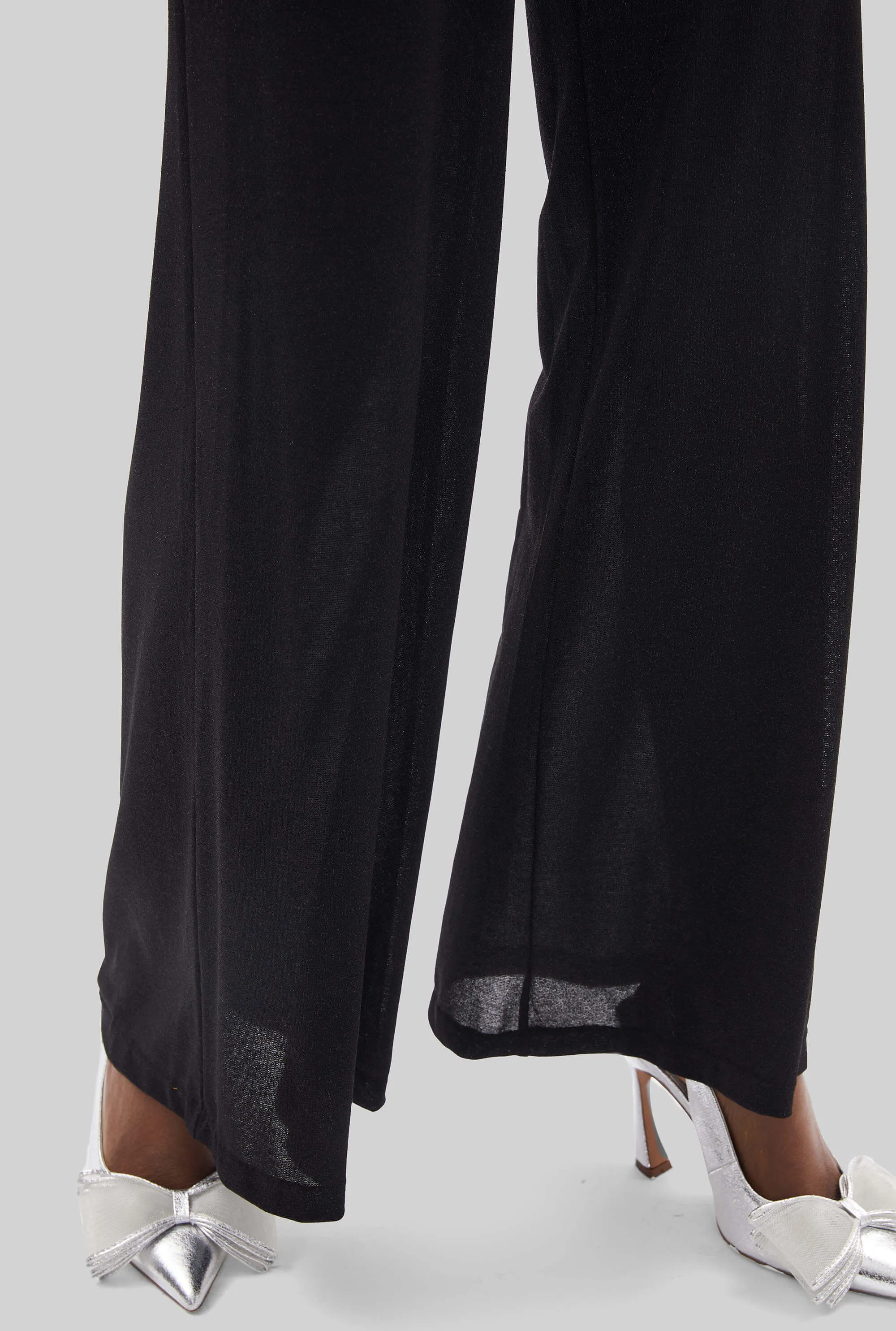 Lurex Evening  Palazzo Trousers Black