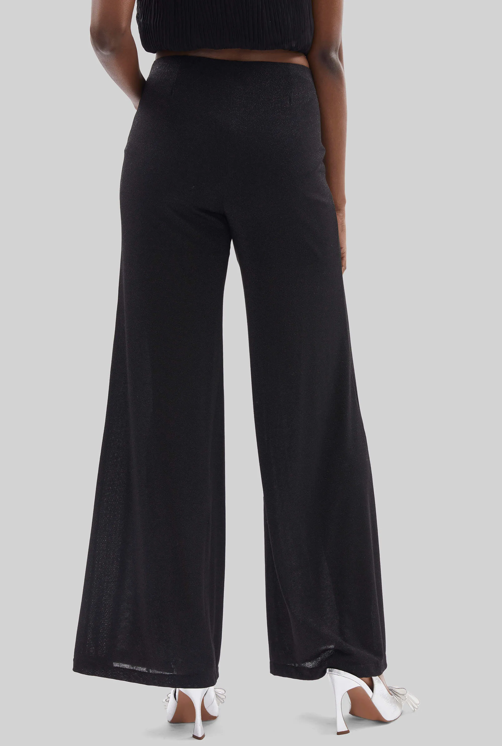 Lurex Evening  Palazzo Trousers Black