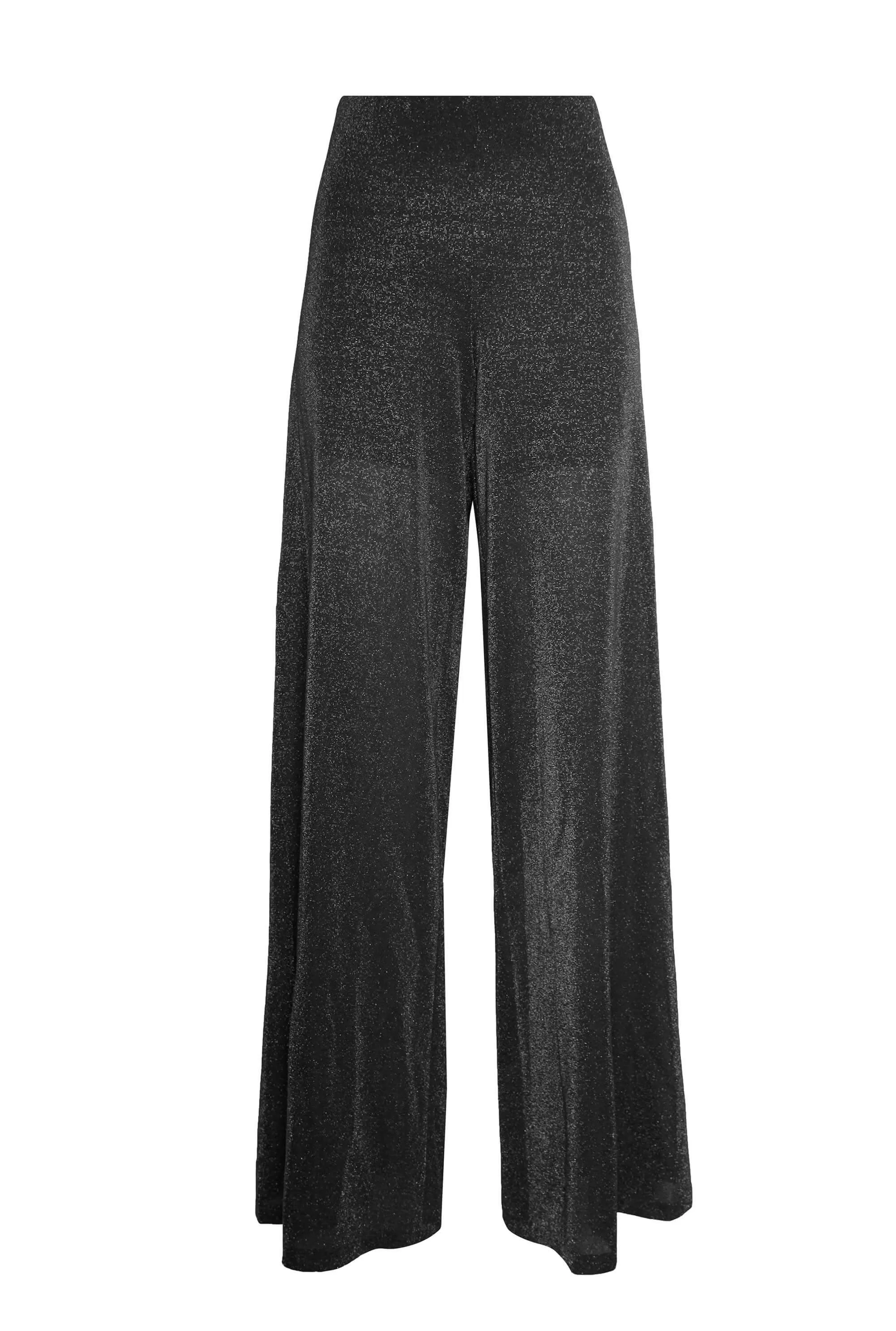 Lurex Evening  Palazzo Trousers Black