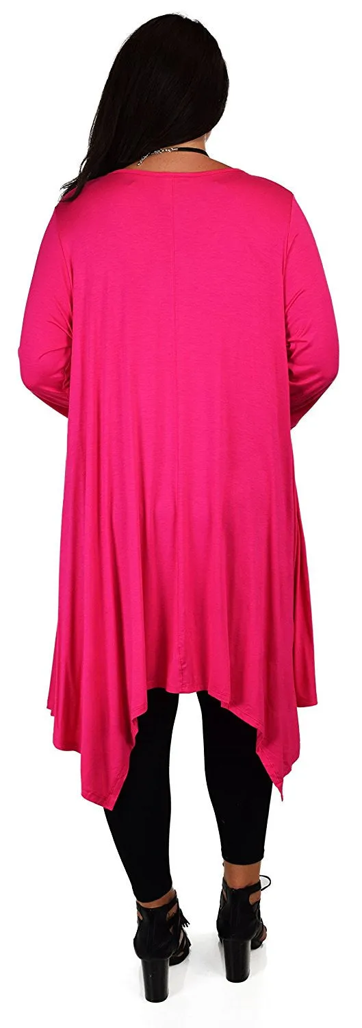 Plus Size Long 3/4 Sleeve Flared Swing Tunic Dress Blouse Top