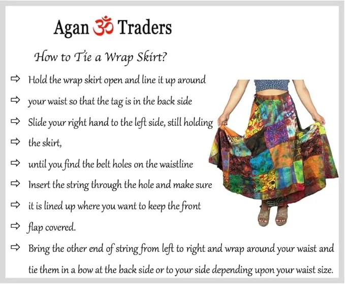 WS 411 Women's Hippie Long Wrap Patch Cotton Boho Renaissance Skirt Maxi
