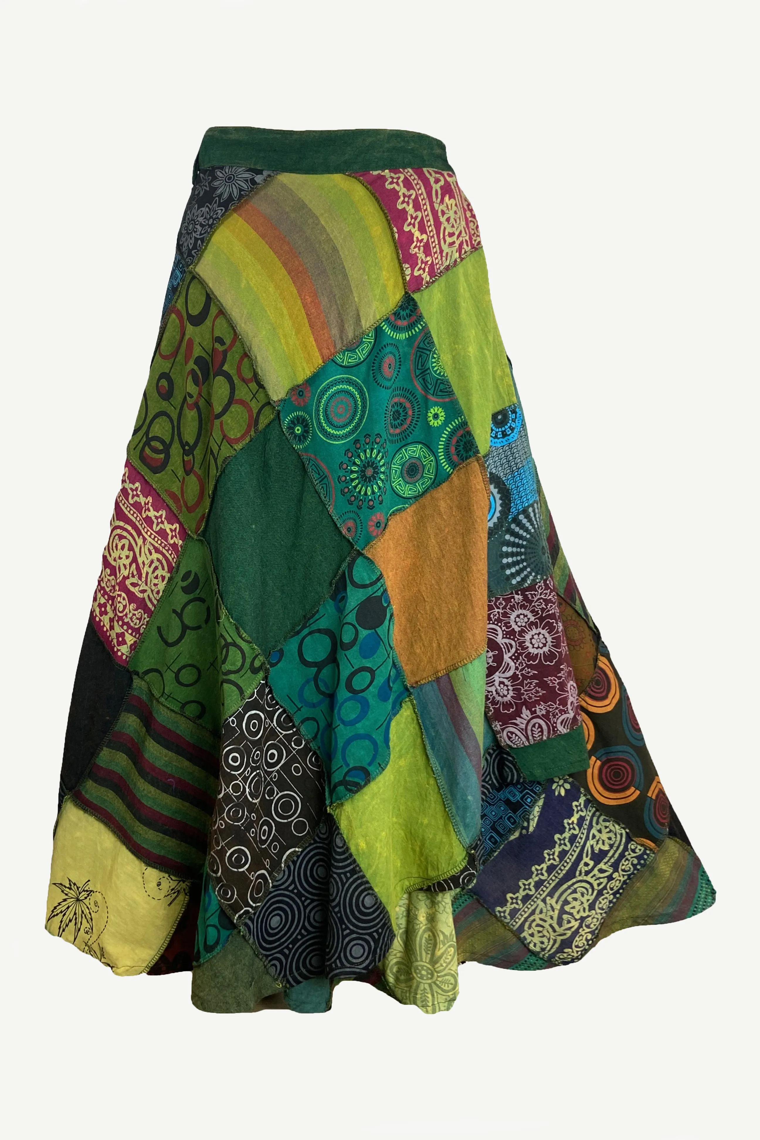 WS 411 Women's Hippie Long Wrap Patch Cotton Boho Renaissance Skirt Maxi