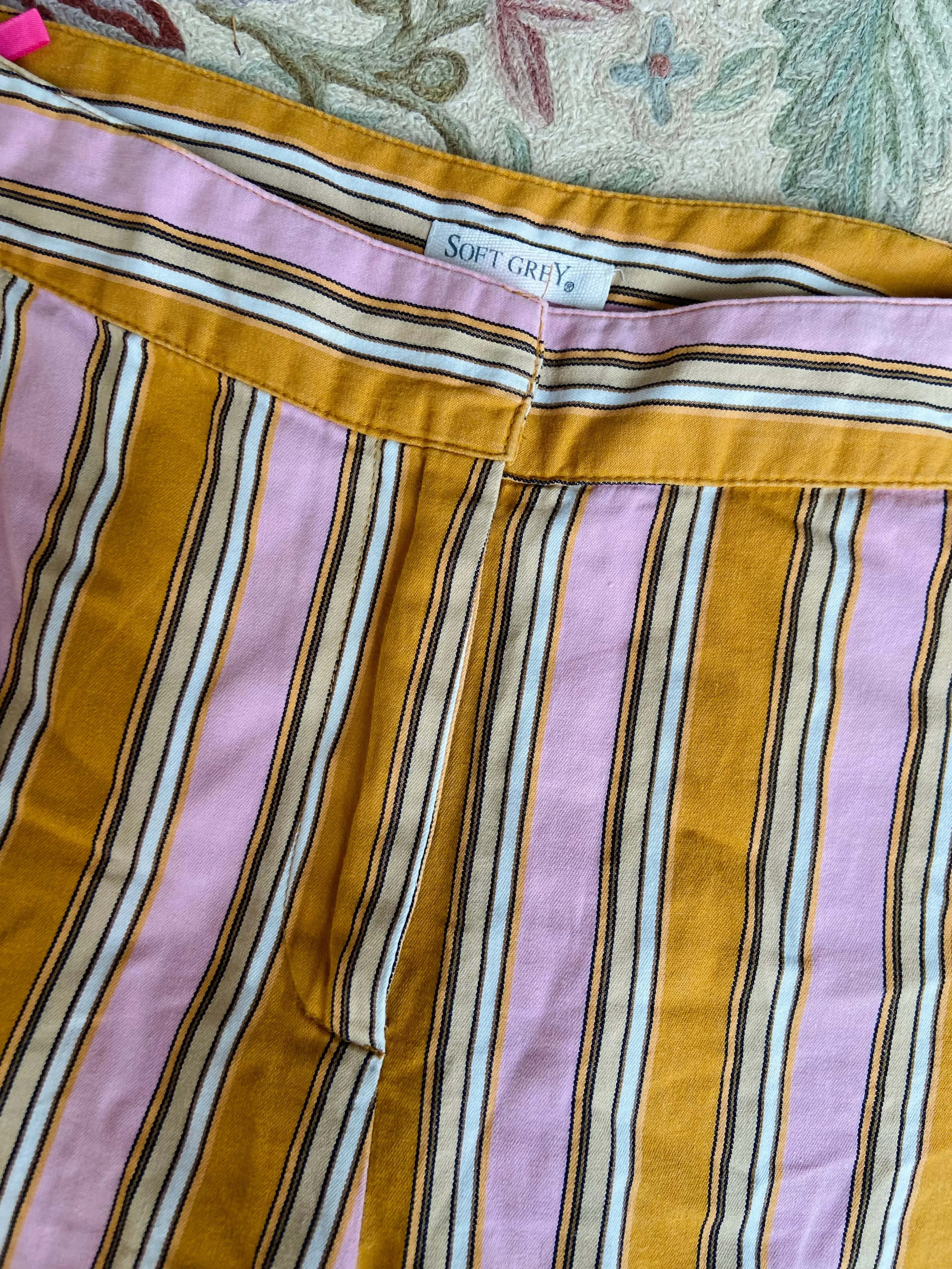 Y2K Pink & Orange Stripe Wide Leg Trousers - S