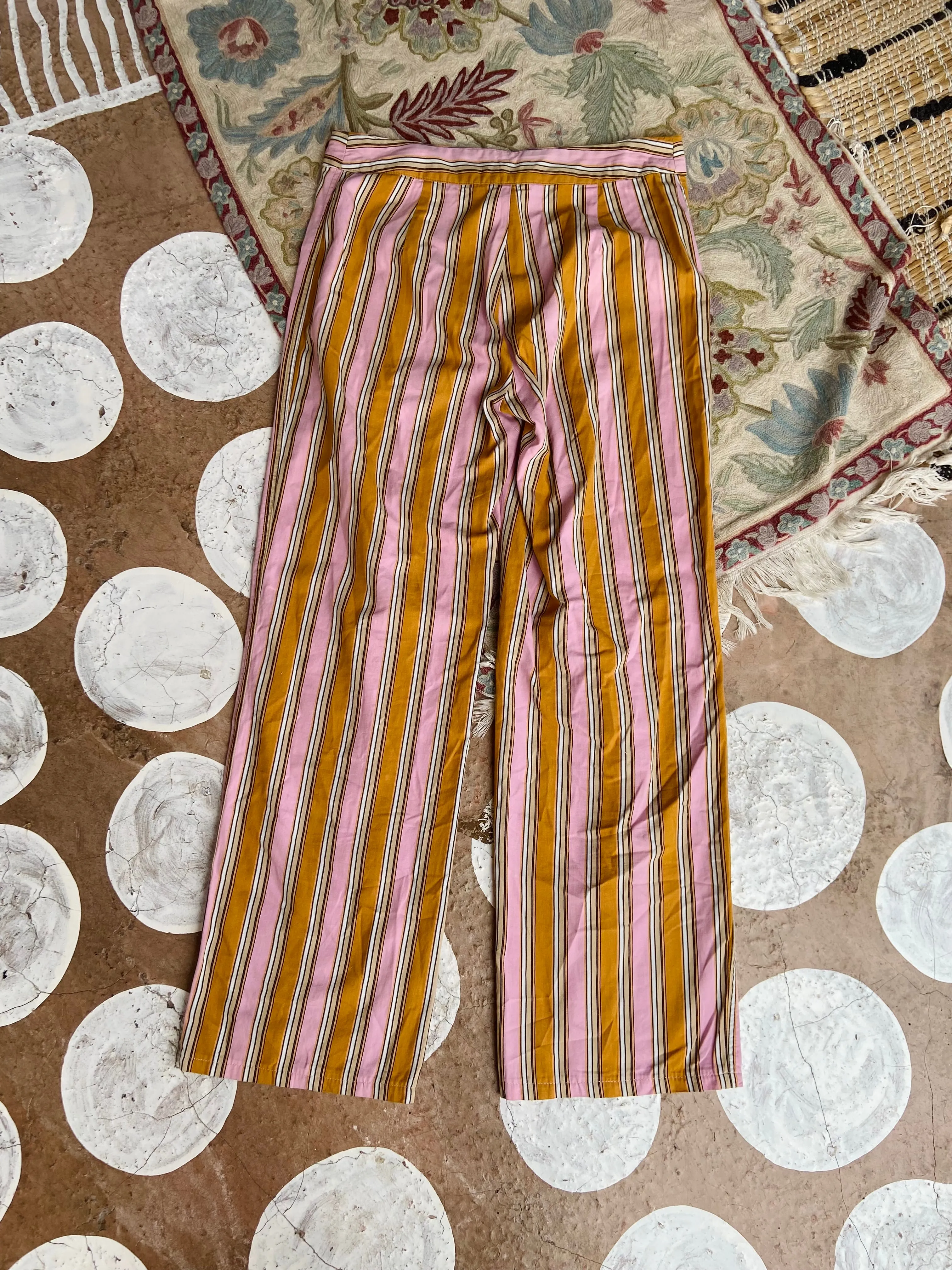 Y2K Pink & Orange Stripe Wide Leg Trousers - S