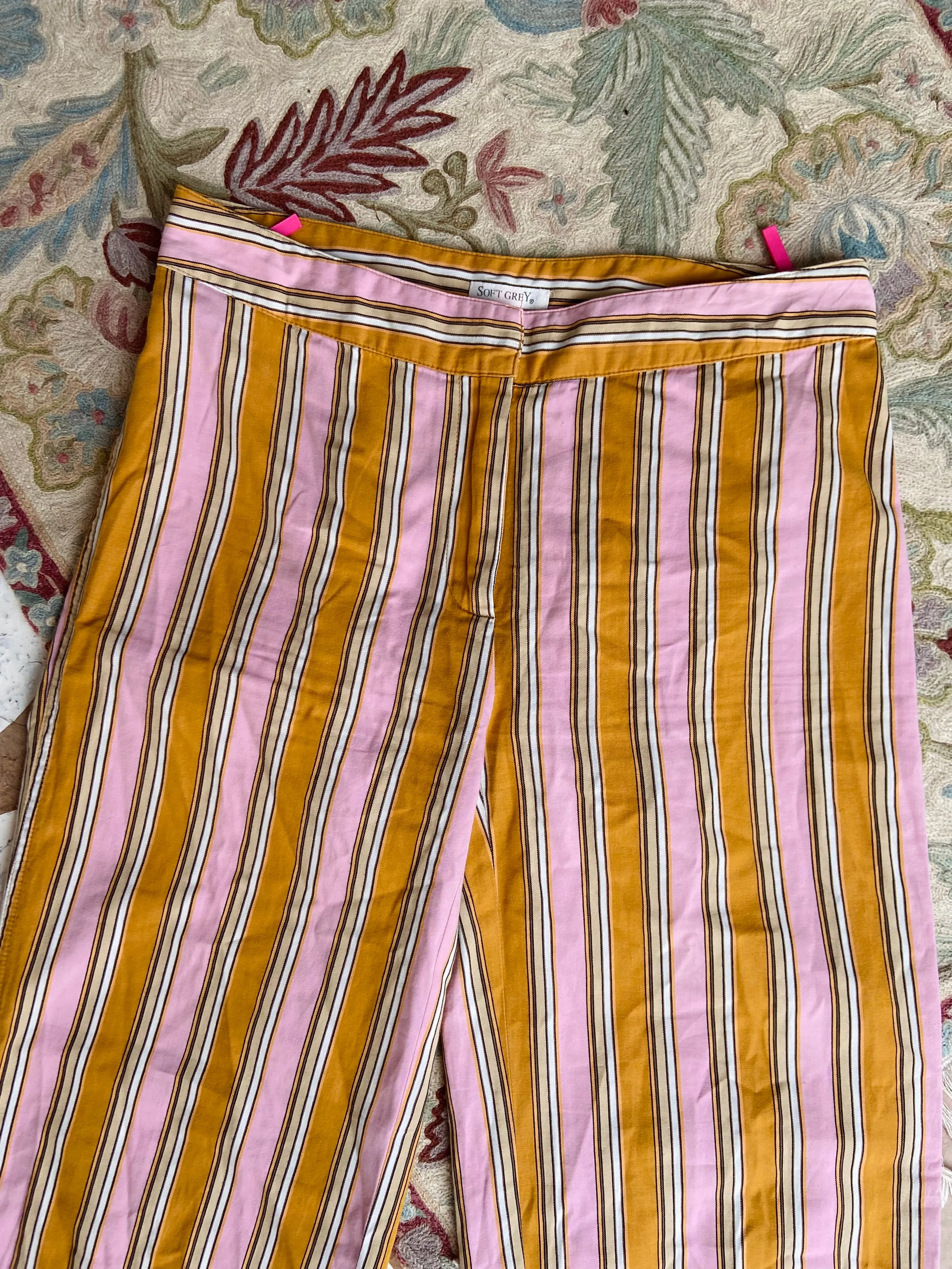 Y2K Pink & Orange Stripe Wide Leg Trousers - S