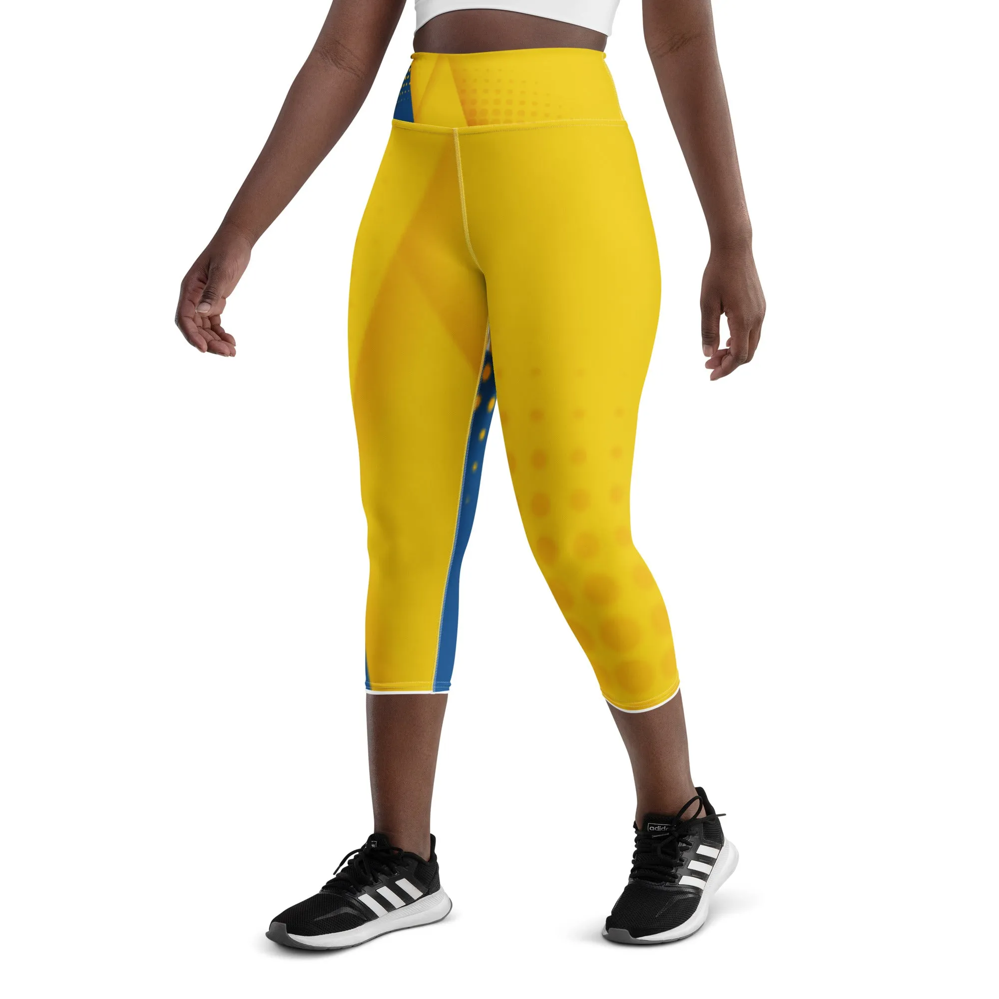 YELLOW AND BLUE ABSTRACT COLLECTION  - Yoga Capri Leggings