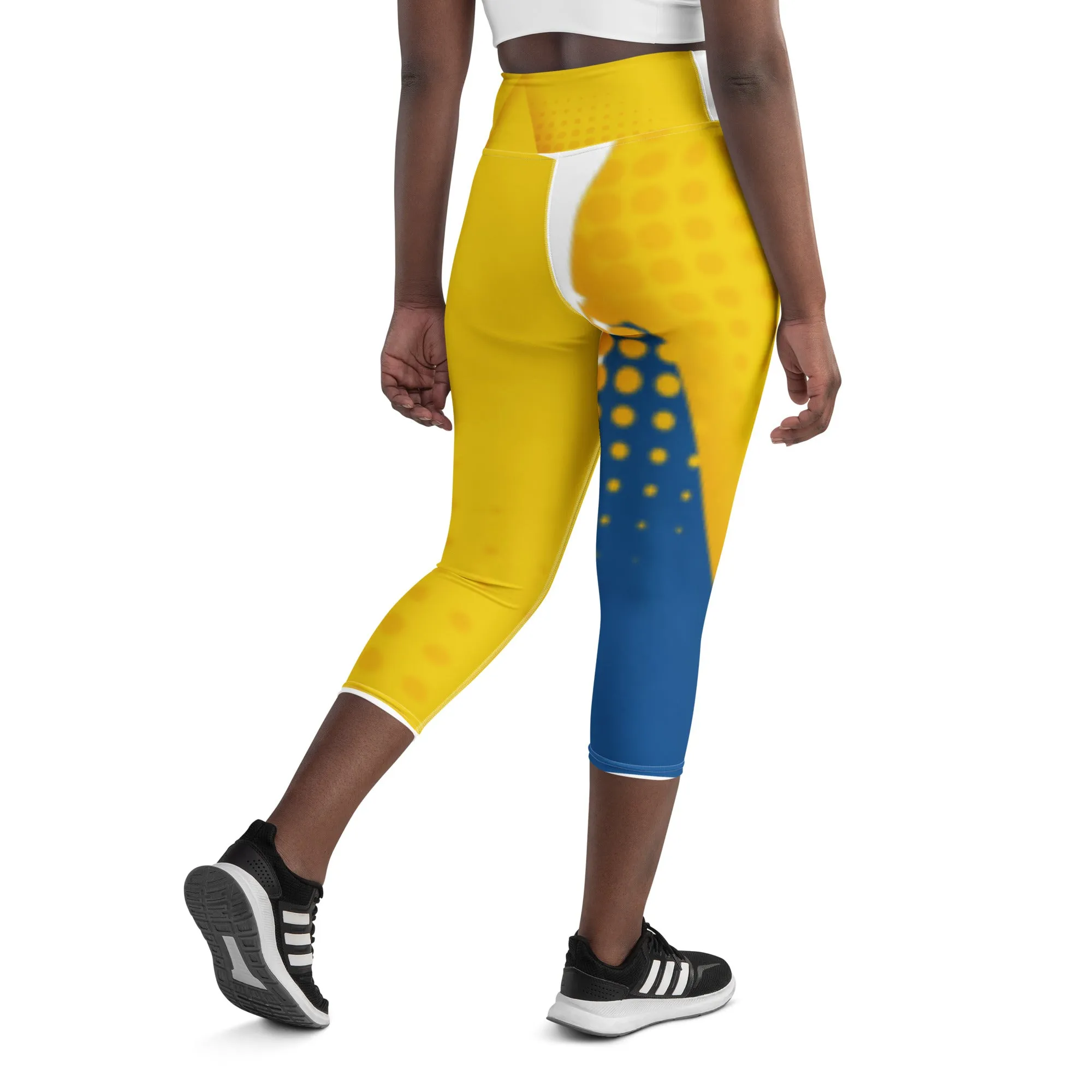 YELLOW AND BLUE ABSTRACT COLLECTION  - Yoga Capri Leggings