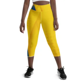 YELLOW AND BLUE ABSTRACT COLLECTION  - Yoga Capri Leggings