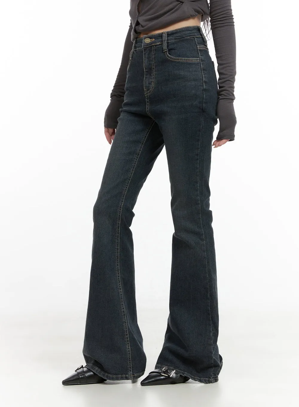 Zadie Slim Washed Denim Bootcut Jeans CG421